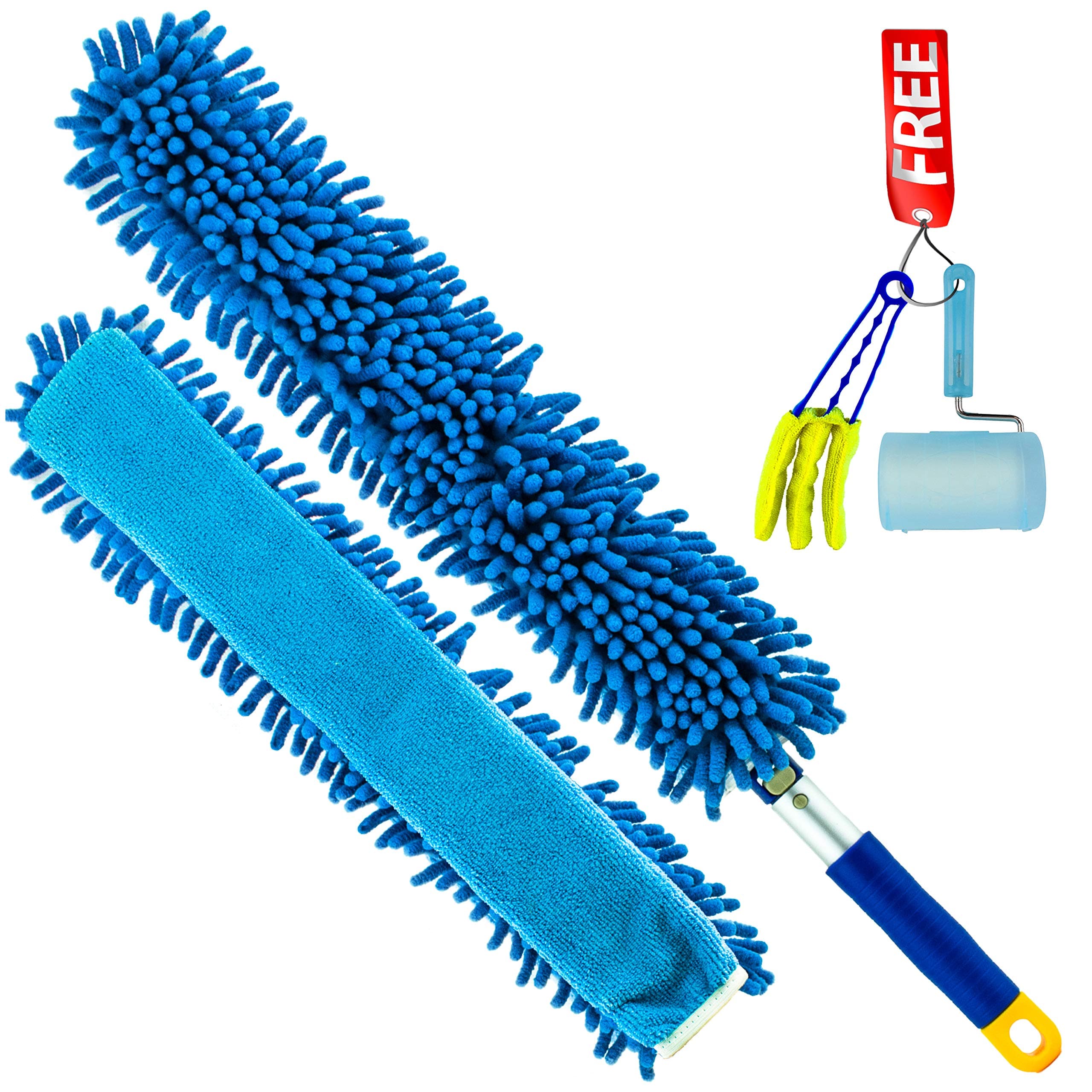 Microfiber Hand Duster Wand for Cleaning Ceiling Fan Blades & Blinds Plus Under appliances Easy Washable & Reusable Long & Flexible Handheld Static dust Cleaner Tool Best Plus Size