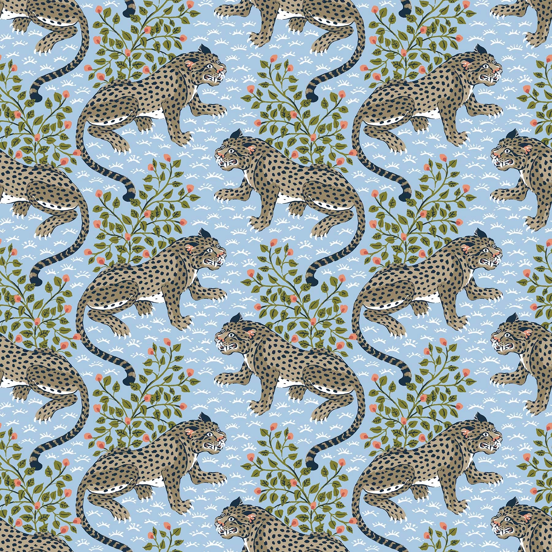 PrintFresh Light Blue Bagheera Peel and Stick Wallpaper