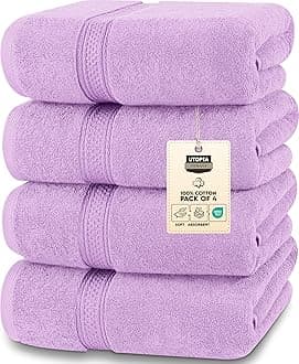 Utopia Towels - 4 Piece Bath Towels Set (69 x 137 CM) - Premium 100% Ring Spun Cotton - Quick Dry, Highly Absorbent, Soft Feel Towels, Perfect for Daily Use (Lavender)OEKO-TEX STANDARD 100