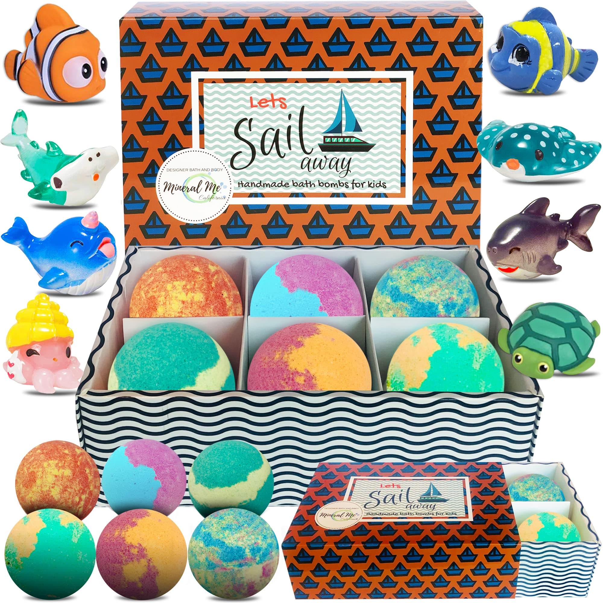 Bath Bombs for Kids with Surprise Inside - Organic, Gentle & Kid Friendly Bubble Bath Fizzies with Toys Inside. Spa Bath Fizz Balls Kit. Fizzy Balls w/Rich Bubbles, Birthday Gifts for Boys, Girls