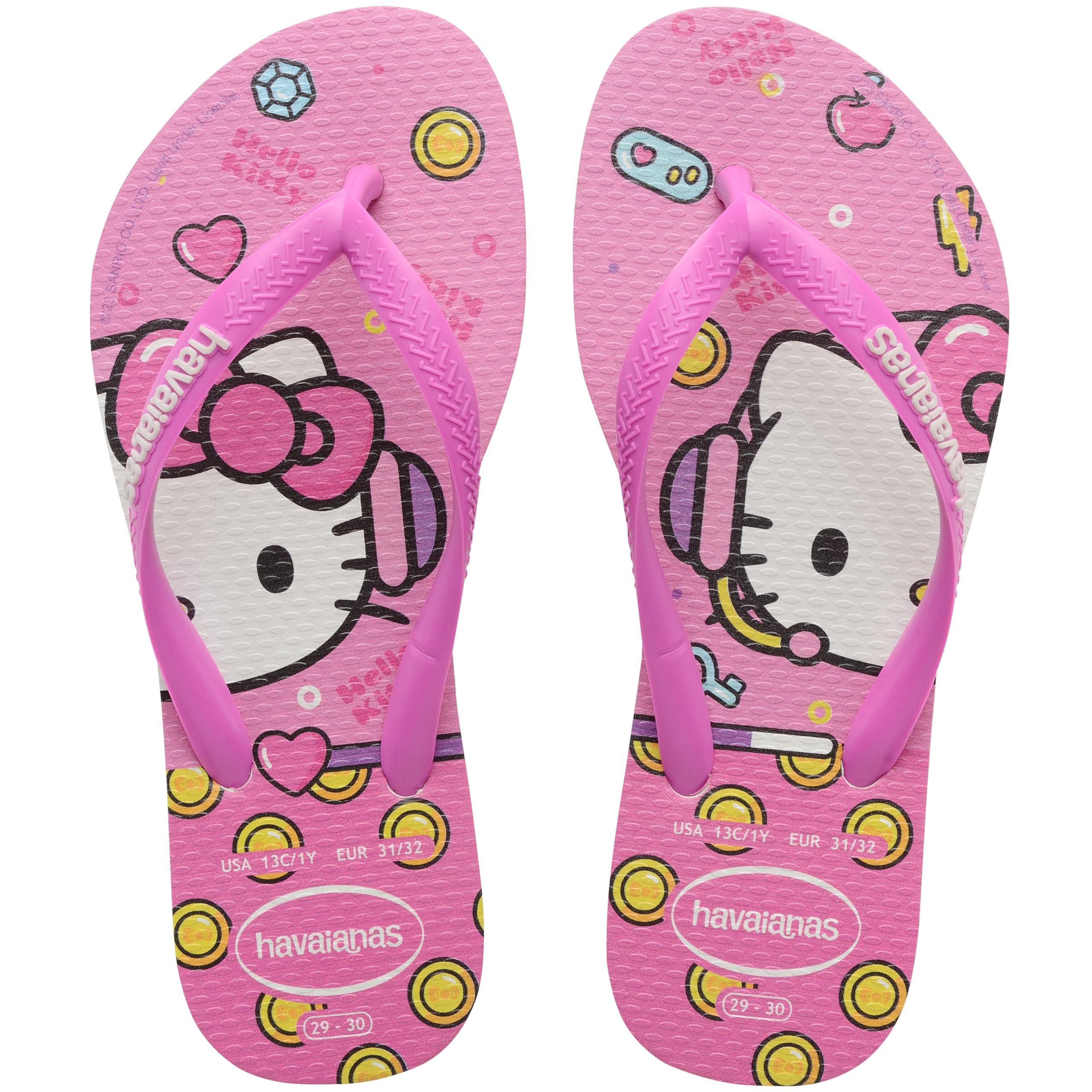 Havaianas Slim Hello Kitty Comfortable Durable Lightweight Flip Flops Hello Kitty Print Non-Slip Sole Girls