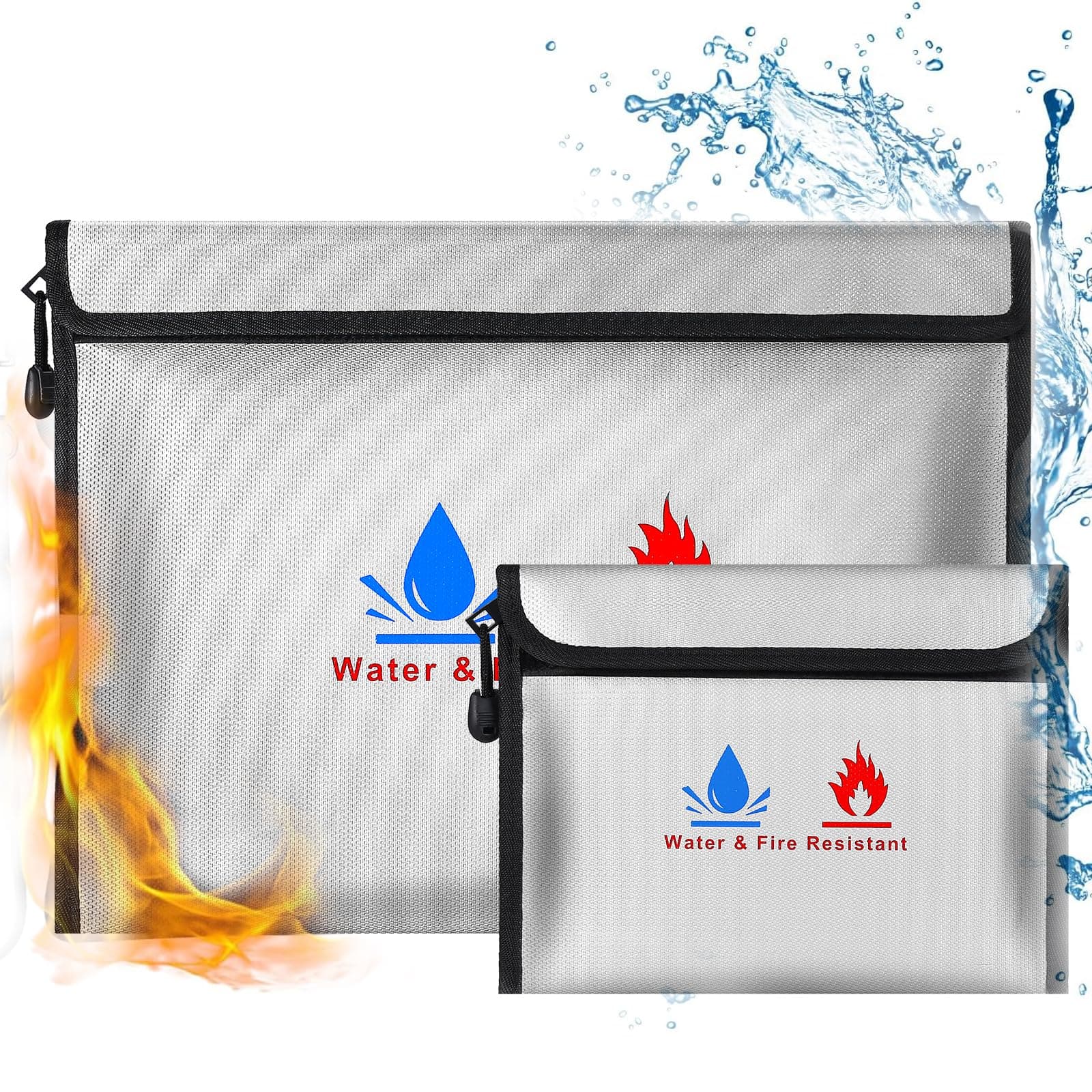 – Fireproof Document Bag,Fireproof Money Safe Document Bag 15 x11 & 9x7 Inches Set Non-Itchy Silicone Coated Fire Resistant Bag Fireproof Safe Storage for Money, Documents, Jewelry and Passport