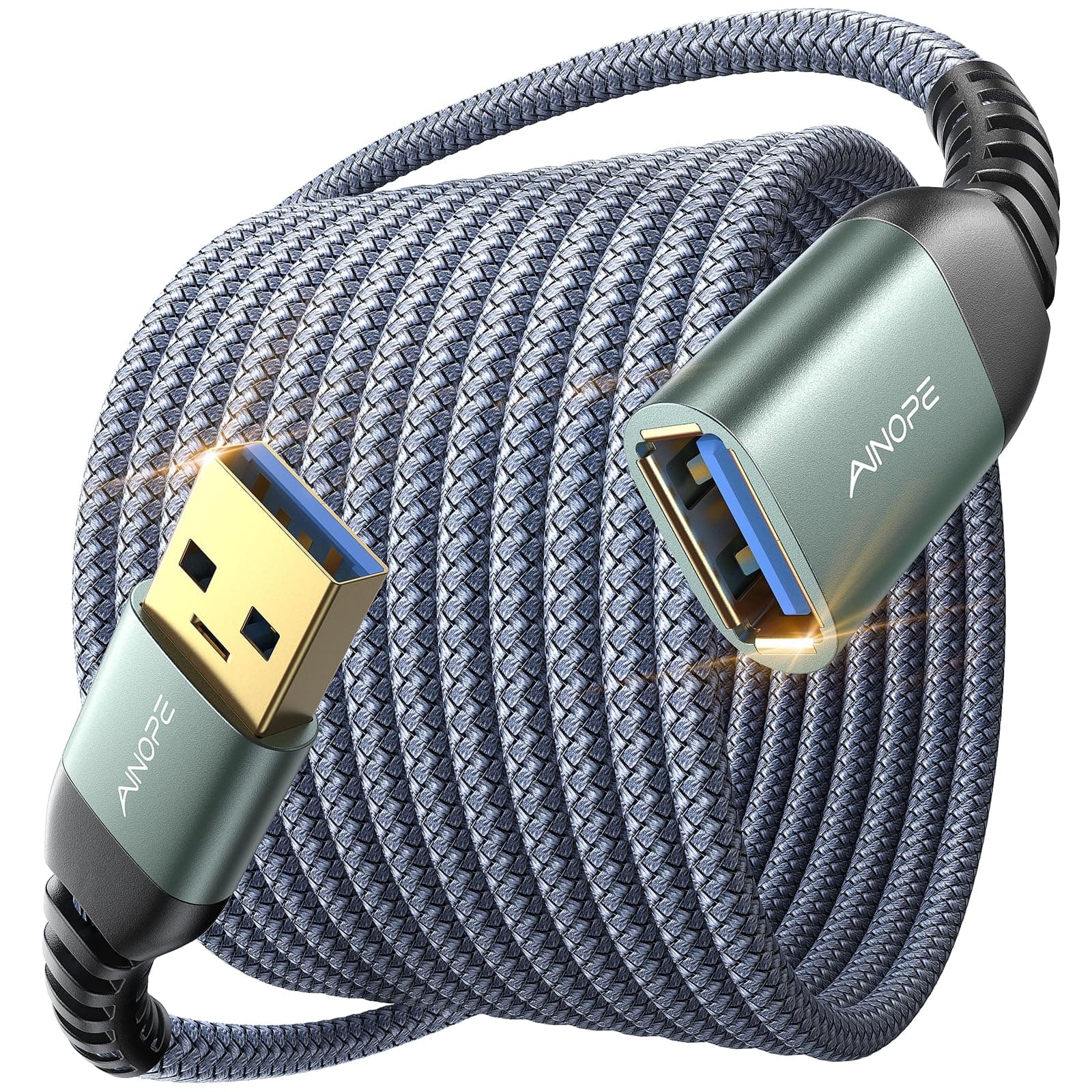 10FT USB 3.0 Extension Cable Type A Male to Female Extension Cord AINOPE Durable Braided Material High Data Transfer Compatible with USB Keyboard,Mouse,Flash Drive, Hard Drive,Printer
