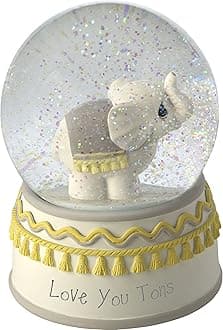Precious Moments Resin/Glass Love You Tons Elephant Musical Snow Globe, Gray Chevron