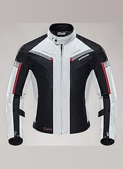 Mens Motorcycle Jacket, Water-Resistant Windproof Motorbike Riding Jackets with Armoured Shoulder & Elbow Protectors for Summer Winter