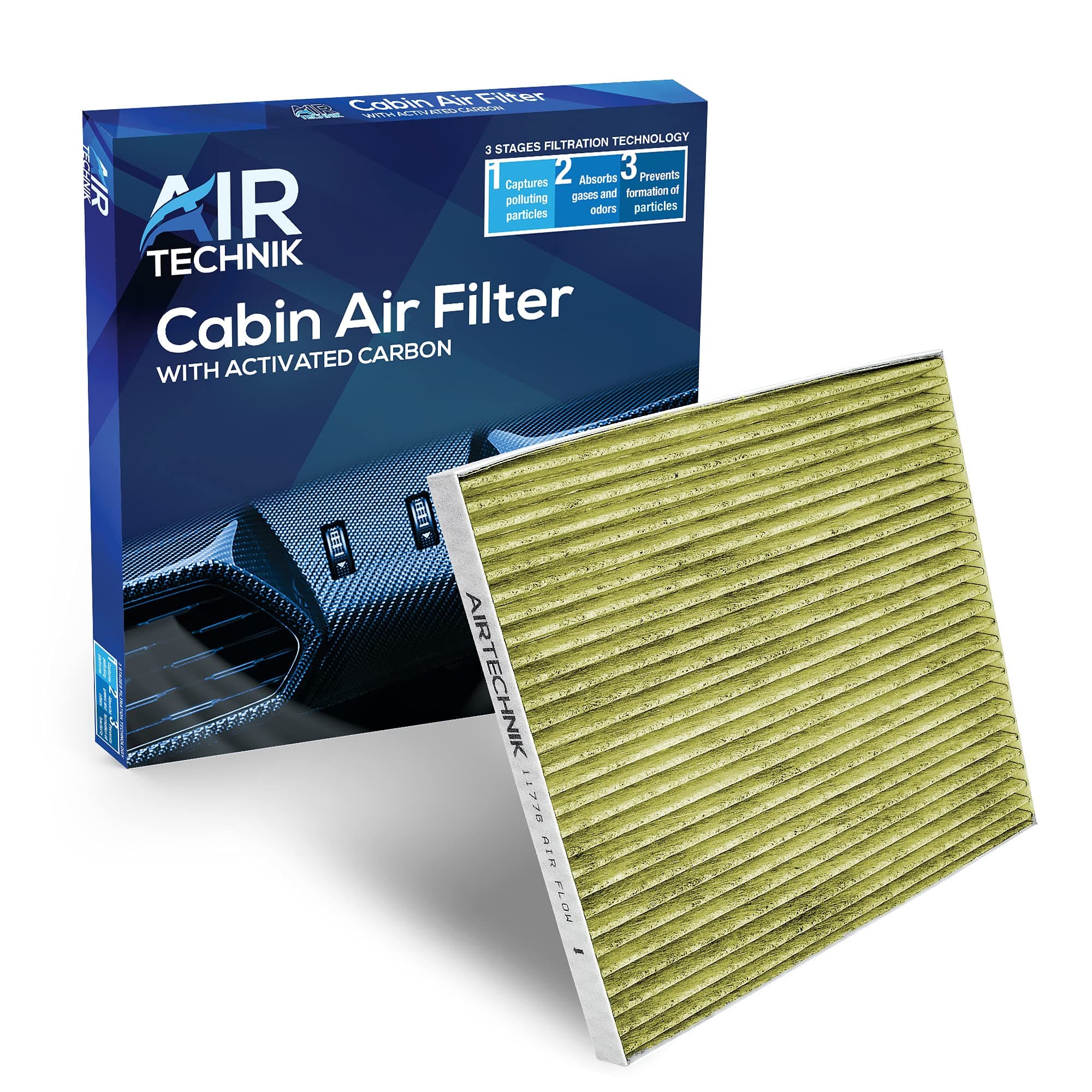 AirTechnik CF11776 PM2.5 Cabin Air Filter w/Activated Carbon | Fits Infiniti JX35 2013, QX60 2014-2021, Nissan Altima 2013-2018, Maxima and Murano 2016-2024, Pathfinder 2013-2020 - 27277-3JC1B