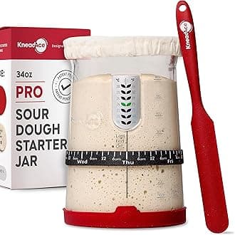 KNEADACE Pro Sourdough Bread Starter Kit - 34 oz Large Capacity Sourdough Starter Jar with 5 unique features for the perfect sour dough bread & sourdough starter kit - sourdough supplies (KA06)