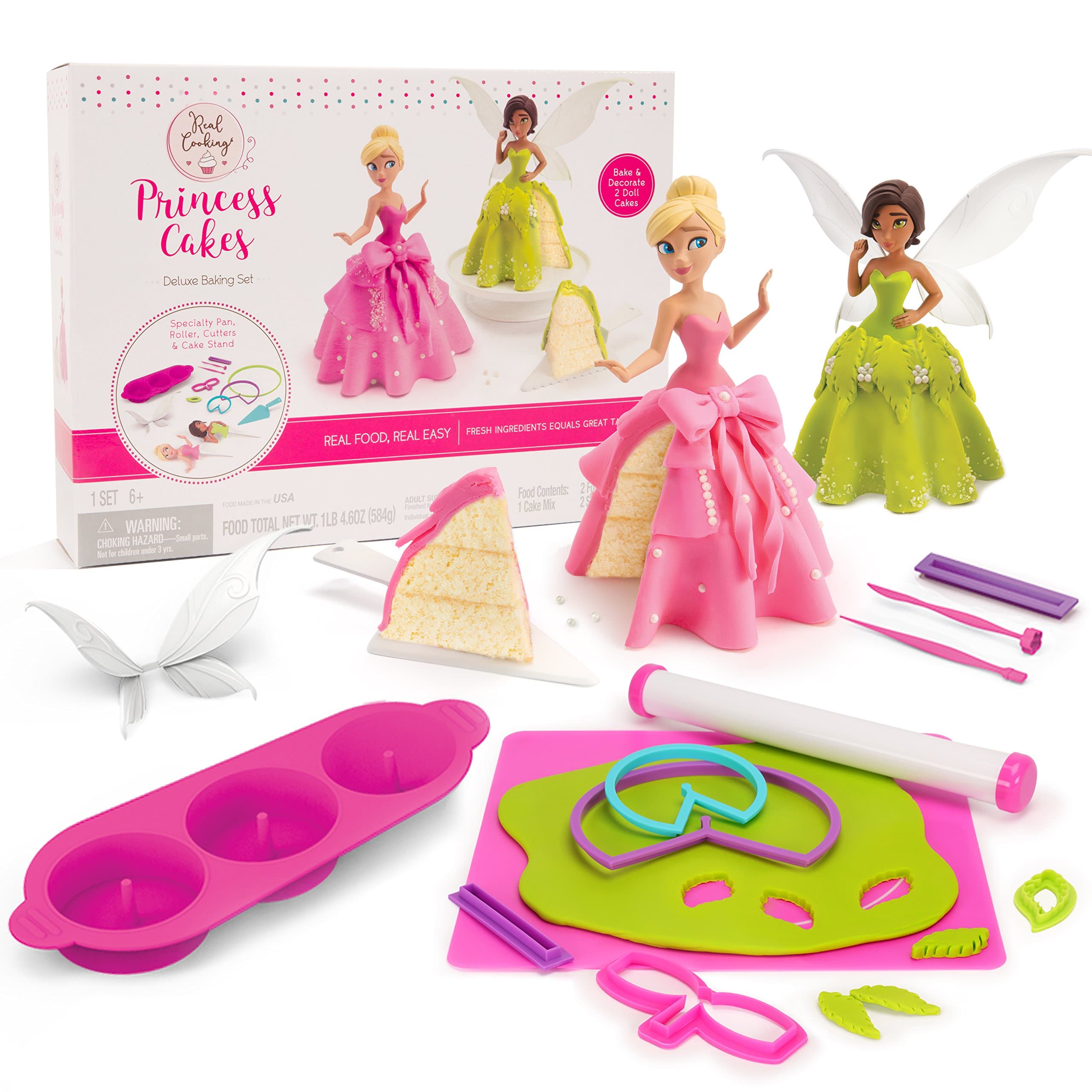 Real Cooking Princess Cakes Deluxe Baking Set - 22 Pc. Kit Includes Cake Mix, Fondant, and Sprinkles