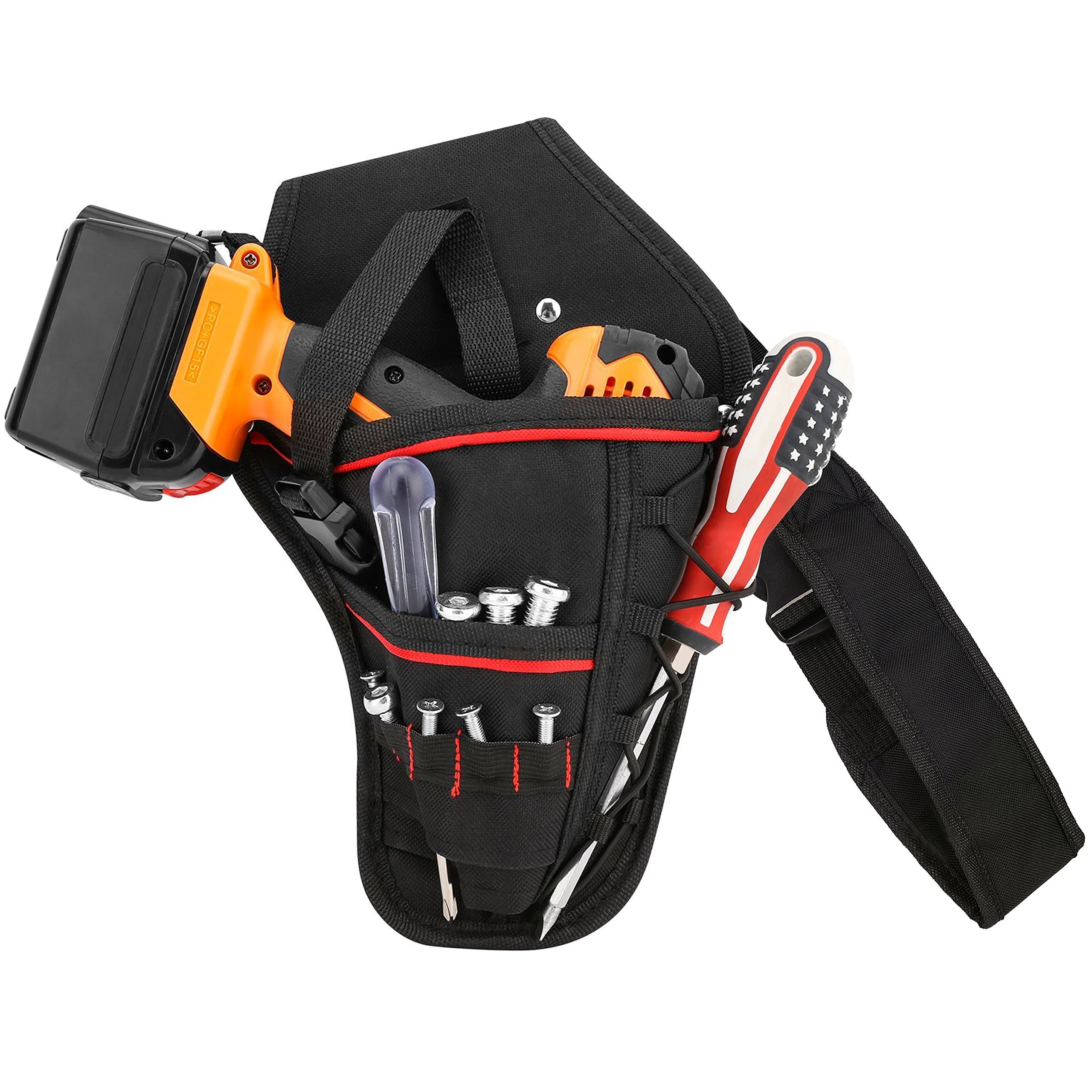 WOLFTEETH 30cm 11.8’’ Heavy-Duty Impact Drill Holster Driver Drill Holder Portable Detachable Strap Belt, Multi-Functional Electric Tool Pouch Bag for Screwdriver Wrench Hammer Most T Handle Drills