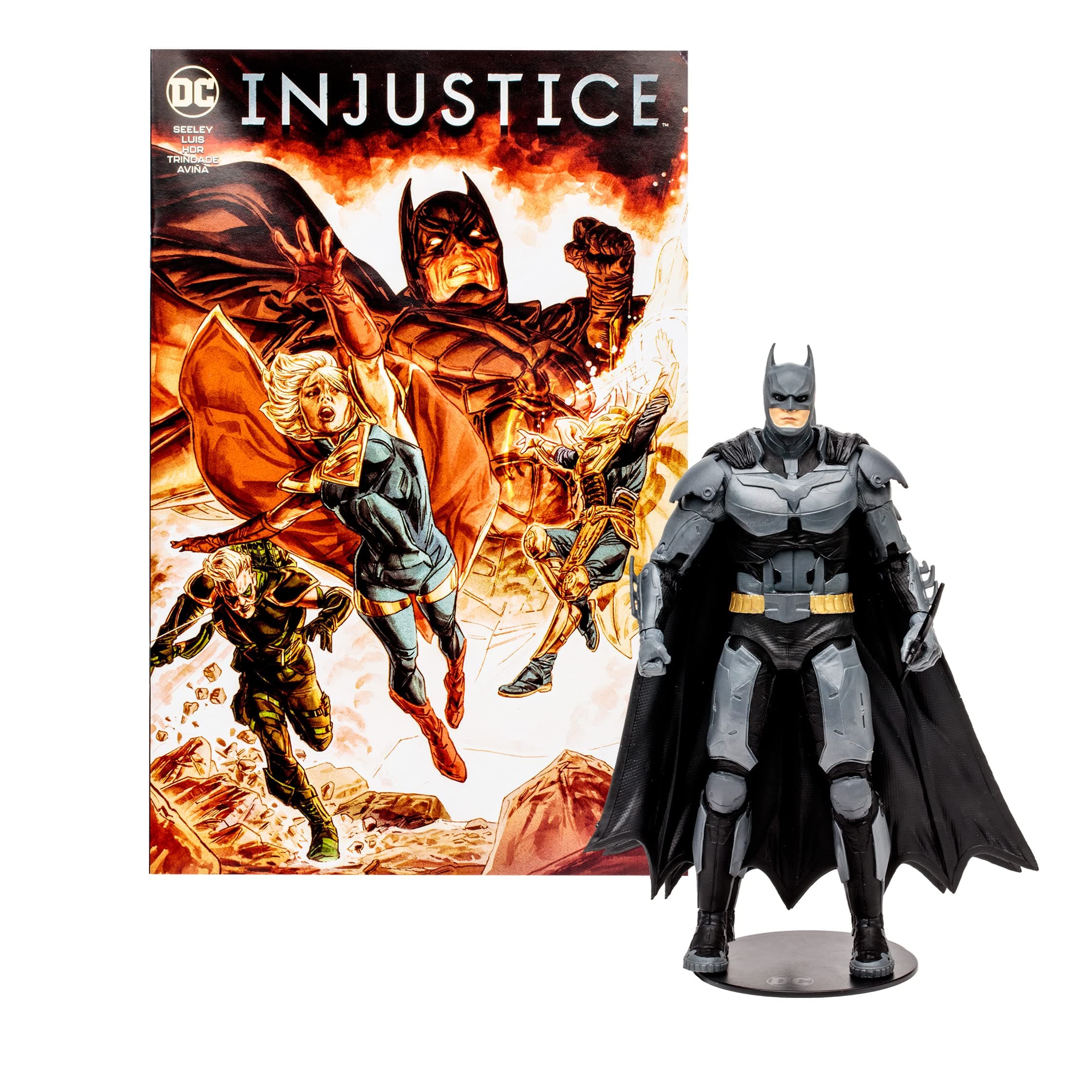 Toys 7-Inch Batman Figure - DC Multiverse Figures - Comic Inside - 22 Moving Parts - Collectable Art Card Included - Grey, Black, Yellow