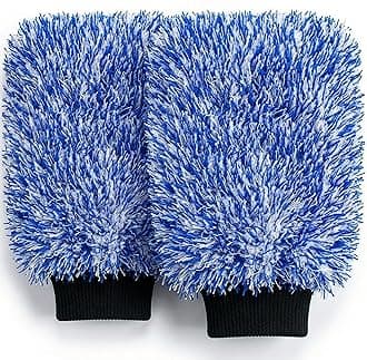 - TAKAVU New Car Wash Mitt, 2 Pack Premium Cyclone Microfiber Washing Gloves, Holds Tons of Sudsy Water for Effective Washing, Machine Washable, Lint Free, Scratch Free (Blue)