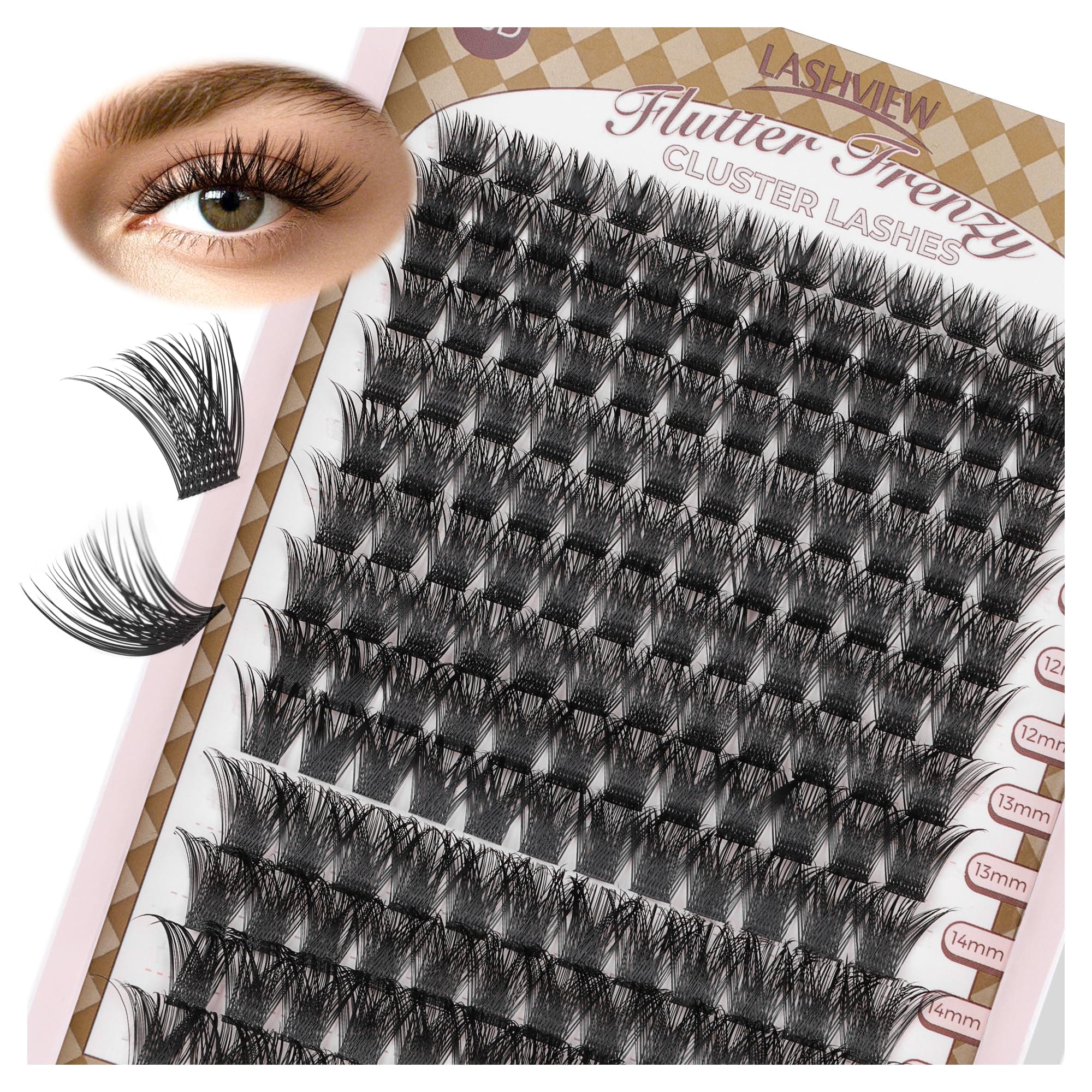 LASHVIEW Lash-Extension-Clusters 168pcs D Curl Lash Clusters Natural Look Cluster Lashes Extensions Super Thin Band & Soft Lashes Reusable 9-16mm MIX (56D)