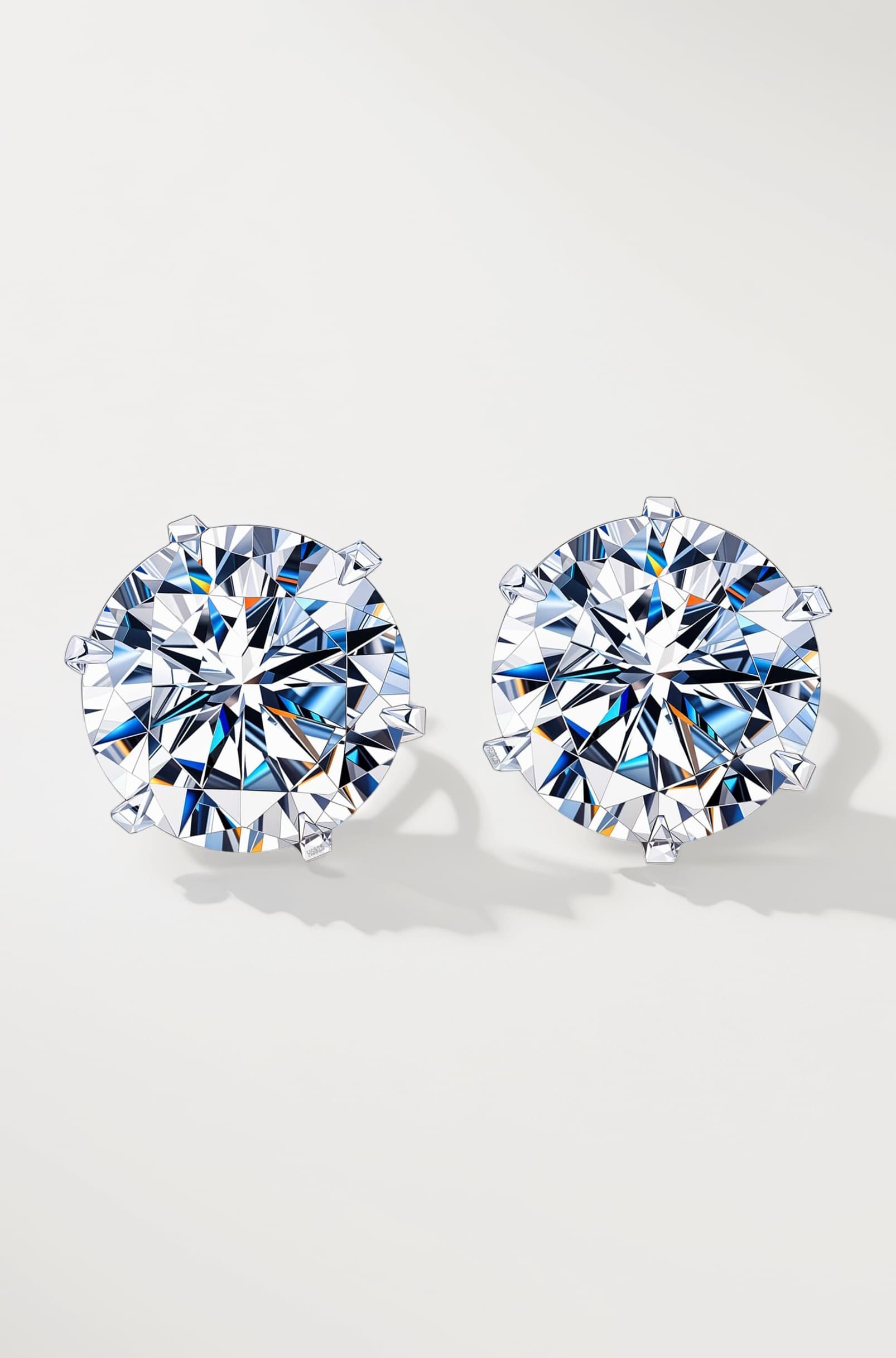 925 Silver Solitaire Stud Earrings | 92.5 Sterling Silver & Round Brilliant Cubic Zirconia Tops for Men Women