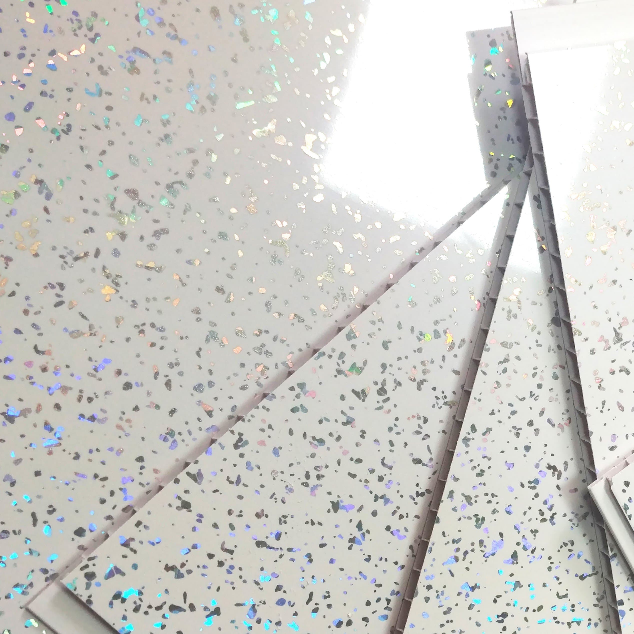 White Sparkle Wall Panels-8mm White Sparkle Bathroom Cladding-Ceiling Panels-Shower Cubical PVC Panels-Decretive Wall Panels-100% Waterproff-by Claddtech (9 Panel Pack)