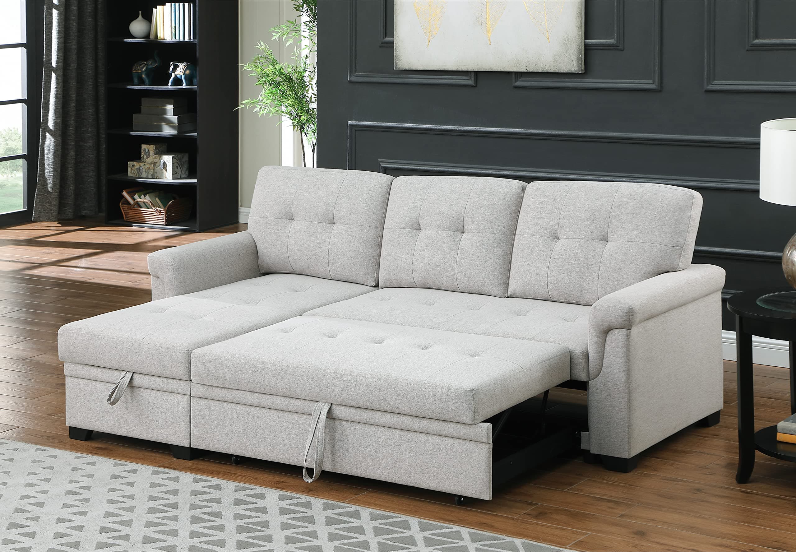 Lilola Home Lucca Sectional Sleeper - Versatile Sleeper Couch & Sofa Bed with Storage - Comfortable with Storage, Small counch