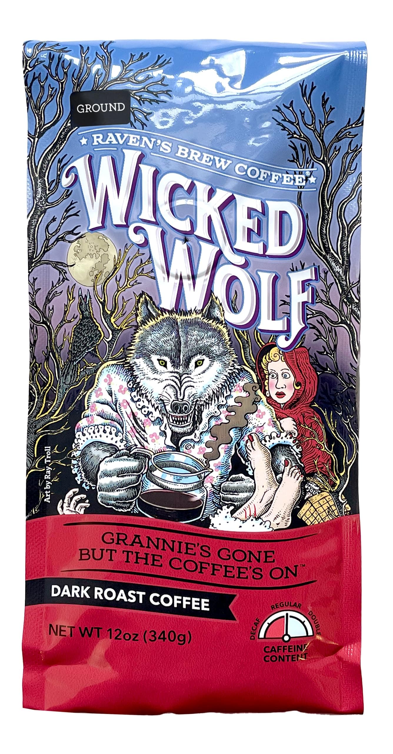 Full Bodied Coffee Dark Roast Ground - Wicked Wolf 12oz