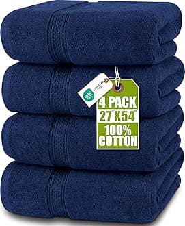 Utopia Towels - 4 Piece Bath Towels Set (69 x 137 CM) - Premium 100% Ring Spun Cotton - Quick Dry, Highly Absorbent, Soft Feel Towels, Perfect for Daily Use (Navy)