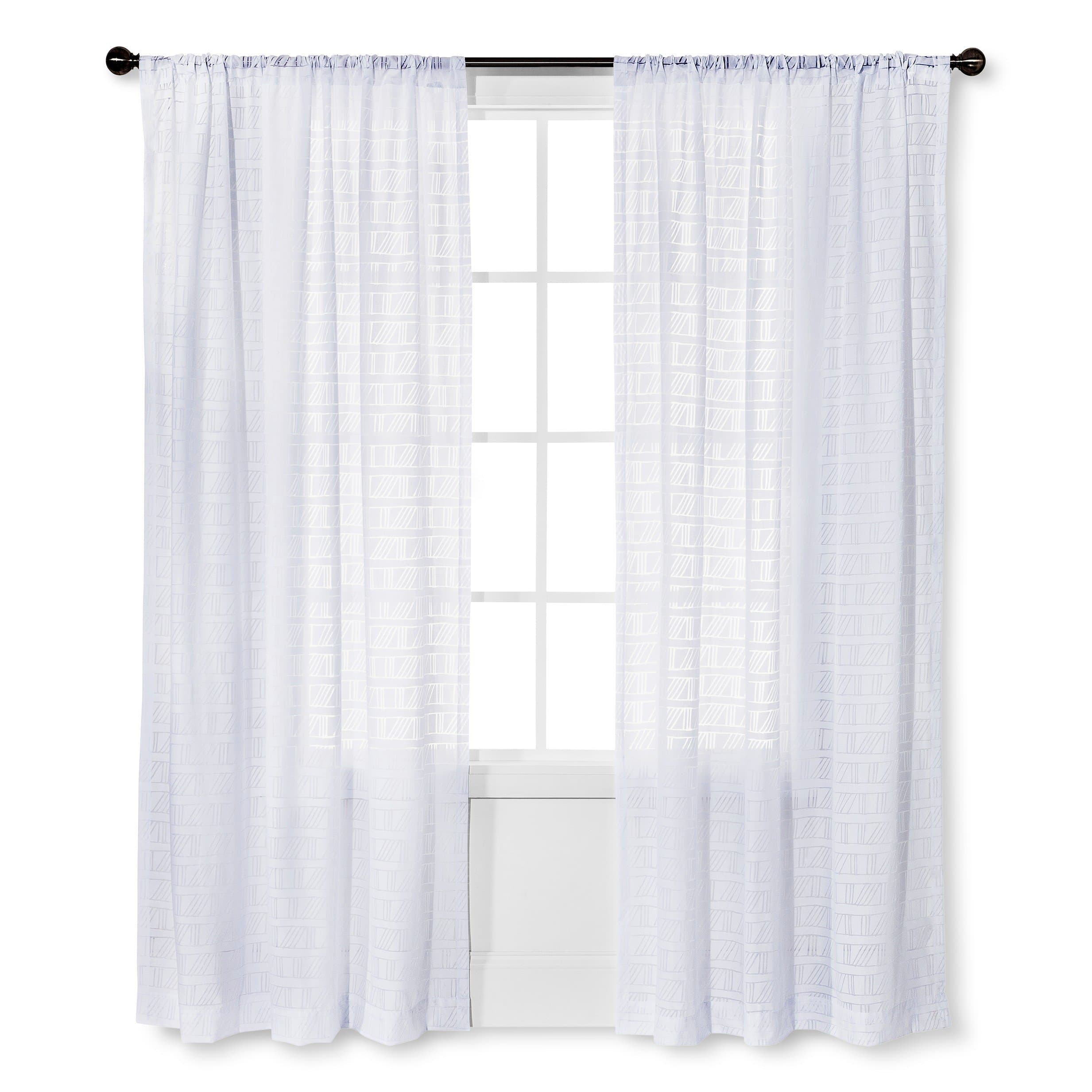 Nate Berkus Diagonal Burnout Sheer Curtain Panel (White)