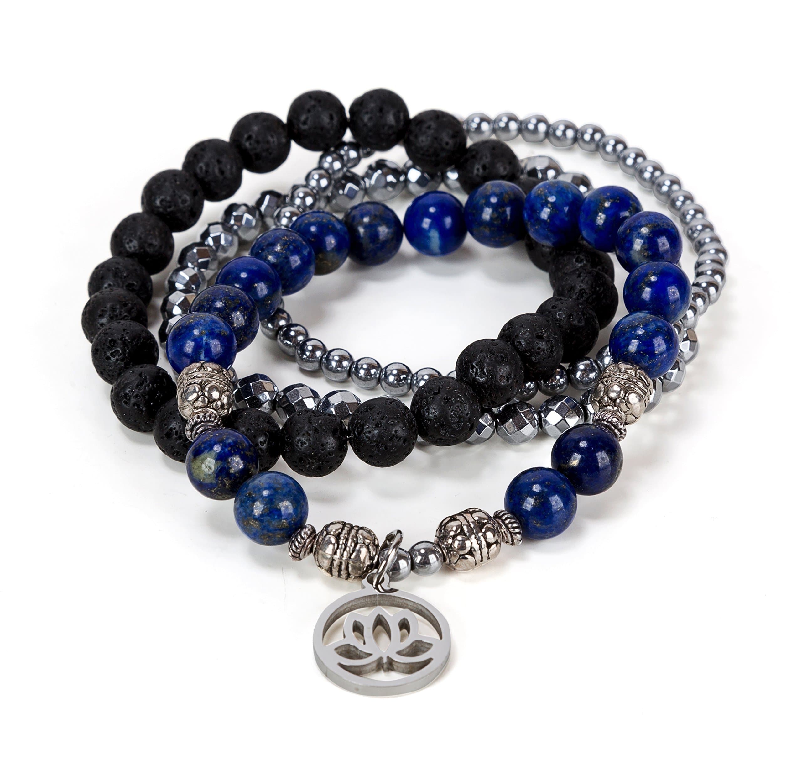 Lotus New Beginnings Bracelet Hematite for healing Stack Bracelet Set Collection