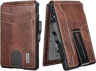 umoven Wallet for Men - with Money Clip Slim Leather Slots RFID Blocking Bifold Minimalist Wallet