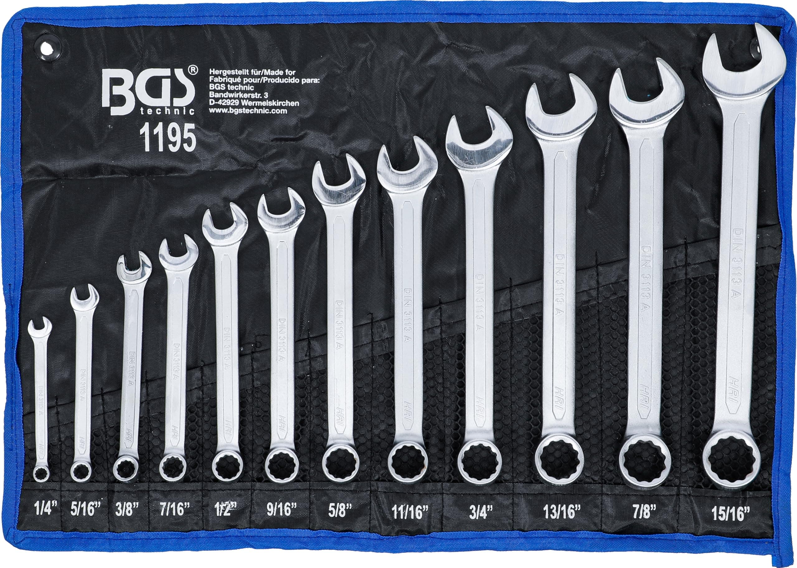 BGS 1195 | Combination Spanner Set | Inch Sizes | 1/4" - 15/16" | 12 pcs.