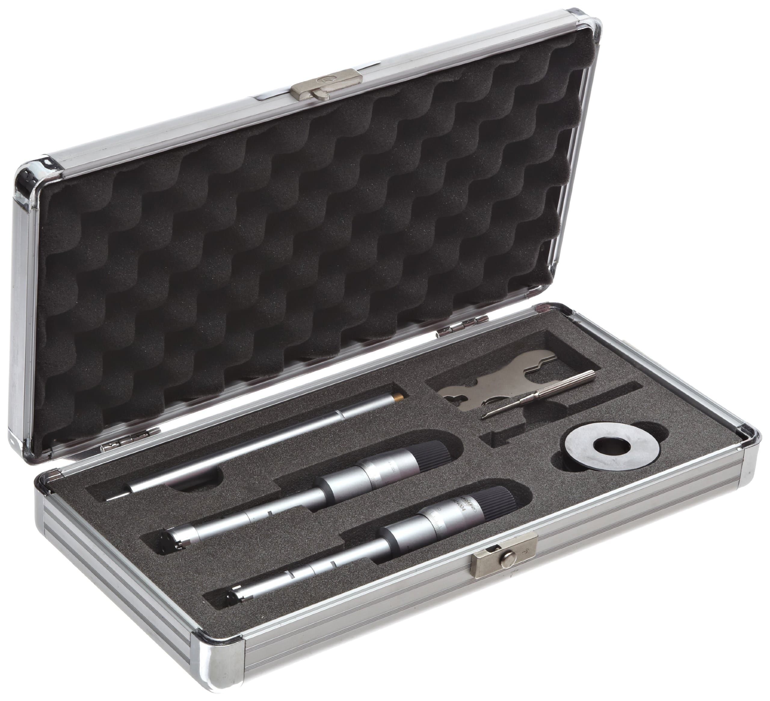 Standard Gage 00924021 Three-Point Vernier Inside Micrometer Set, 0.5-0.8" Range, 0.0002" Graduation, +/-0.00016" Accuracy, 0.65" Setting Rings (4 Piece Set)