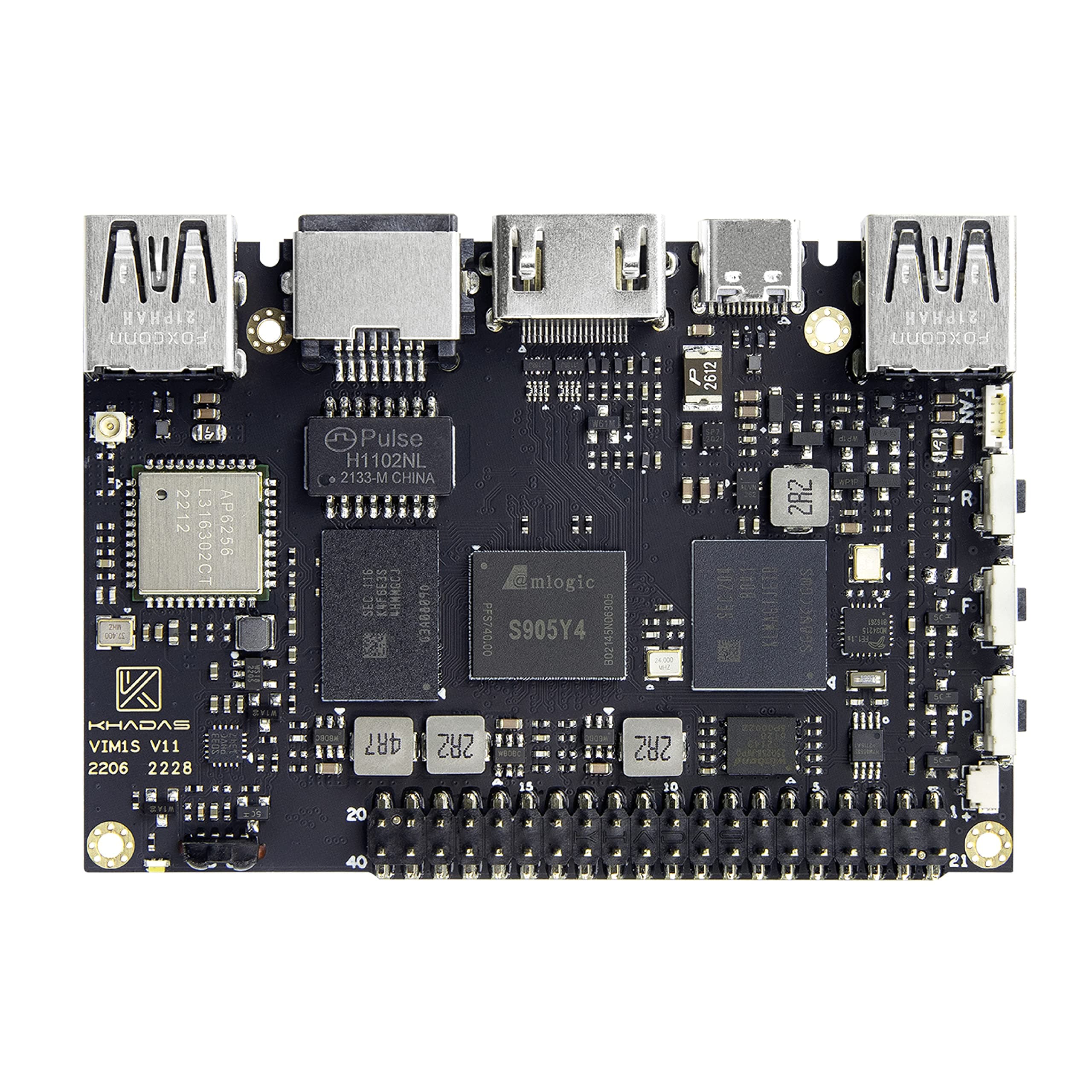 Khadas VIM1S Single Board Computer SBC With Amlogic S905Y4, 2.0GHz Quad Core Cortex-A35 CPU, 1176MHz 2GB 32-bit LPDDR4 16GB eMMC, Supports Android/Ubuntu System For Maker/Office/Smarhome/Music DIY