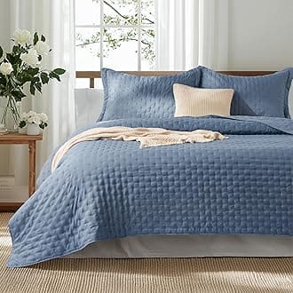 Quilts Queen Size - Mineral Blue Bedspread Queen Size & Lightweight Comforter, Modern Coastal Coverlet with Clover Pattern, Ultra Soft All-Season Bedding, 90 x 96 Inches | Stitch-Free Quilting, Ultra Soft, Lightweight, Machine Washable, Pet-Friendly