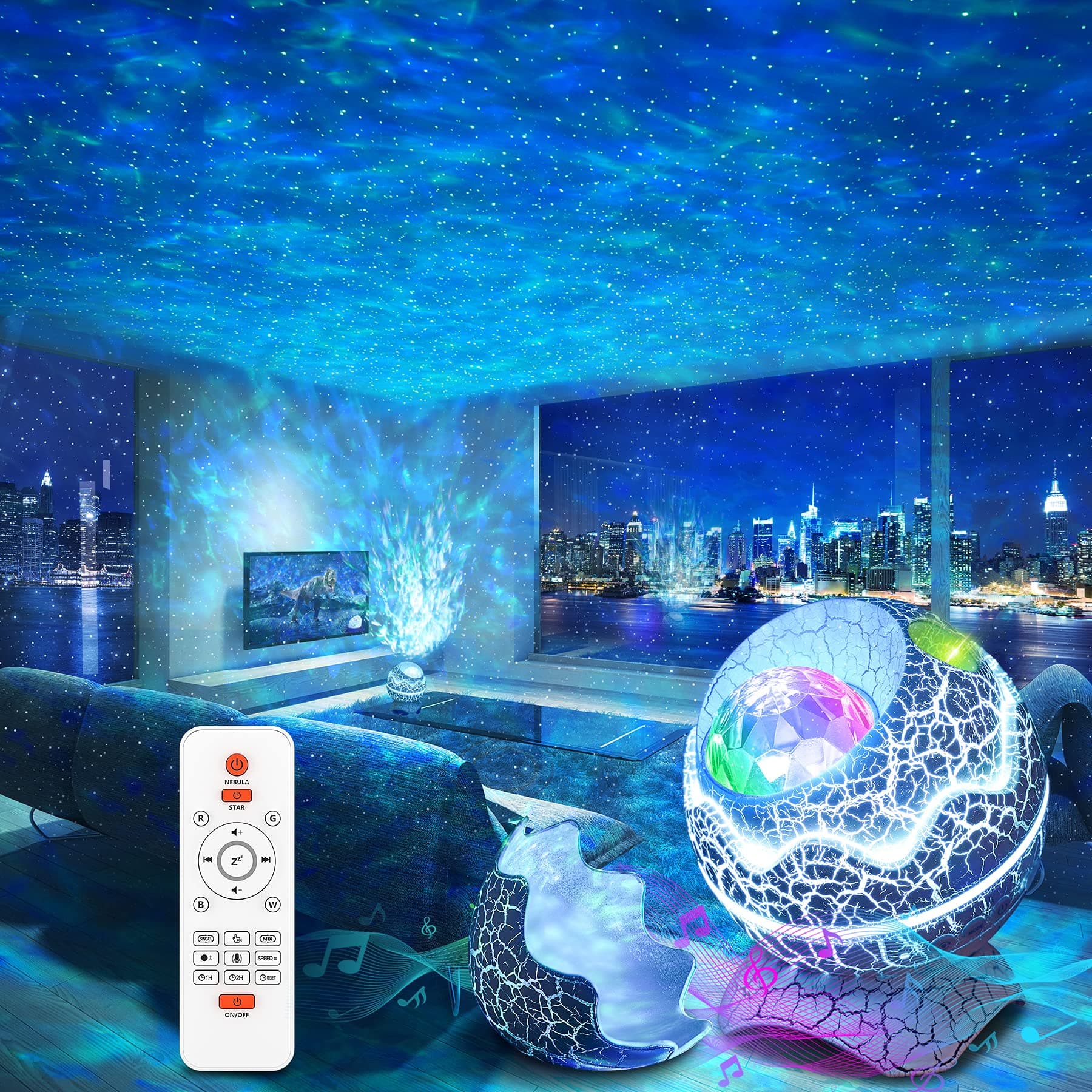 Rossetta Star Projector, Galaxy Projector for Bedroom Nebula Night Light Projector with White Noise, Bluetooth Speaker, Timer and Remote, Room Decor, Gifts for Kids, Adults, Birthday, Party, Easter