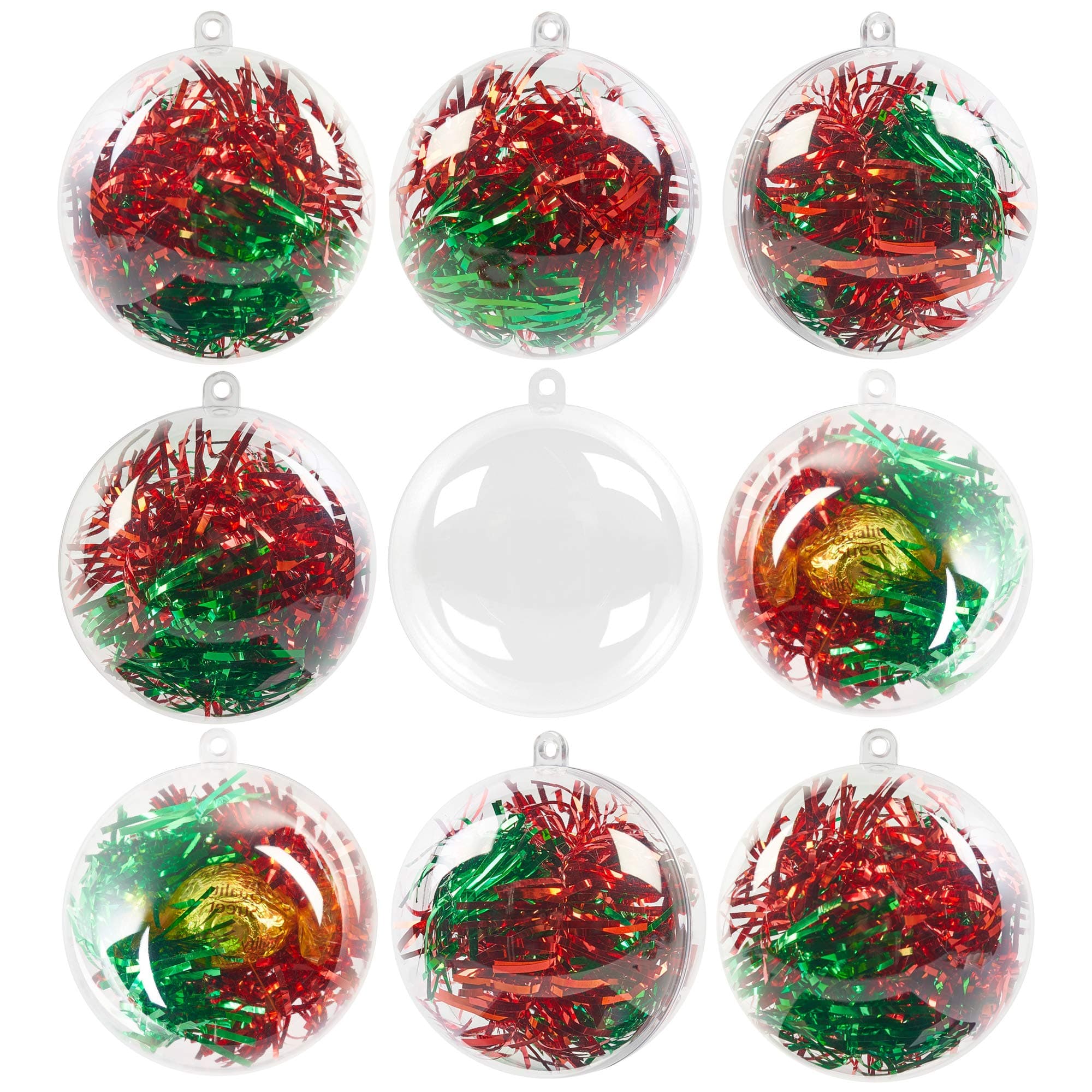 The Twiddlers - 48 Clear Clear Plastic Fillable Baubles - Empty Bauble to Fill with Decor DIY Craft Xmas Tree Ornaments Decorations - 6cm