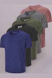 5 Pack Men's Dry Fit T Shirts, Athletic Running Gym Workout Short Sleeve Tee Shirts for Men