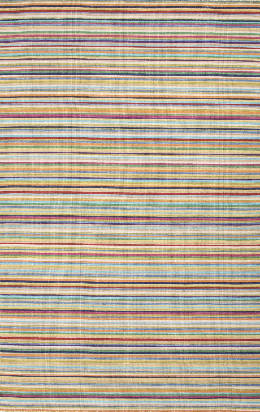 Flat-Weave Stripe Pattern Wool Area Rug, 2 by 3-Feet, Canterbury/Baltic