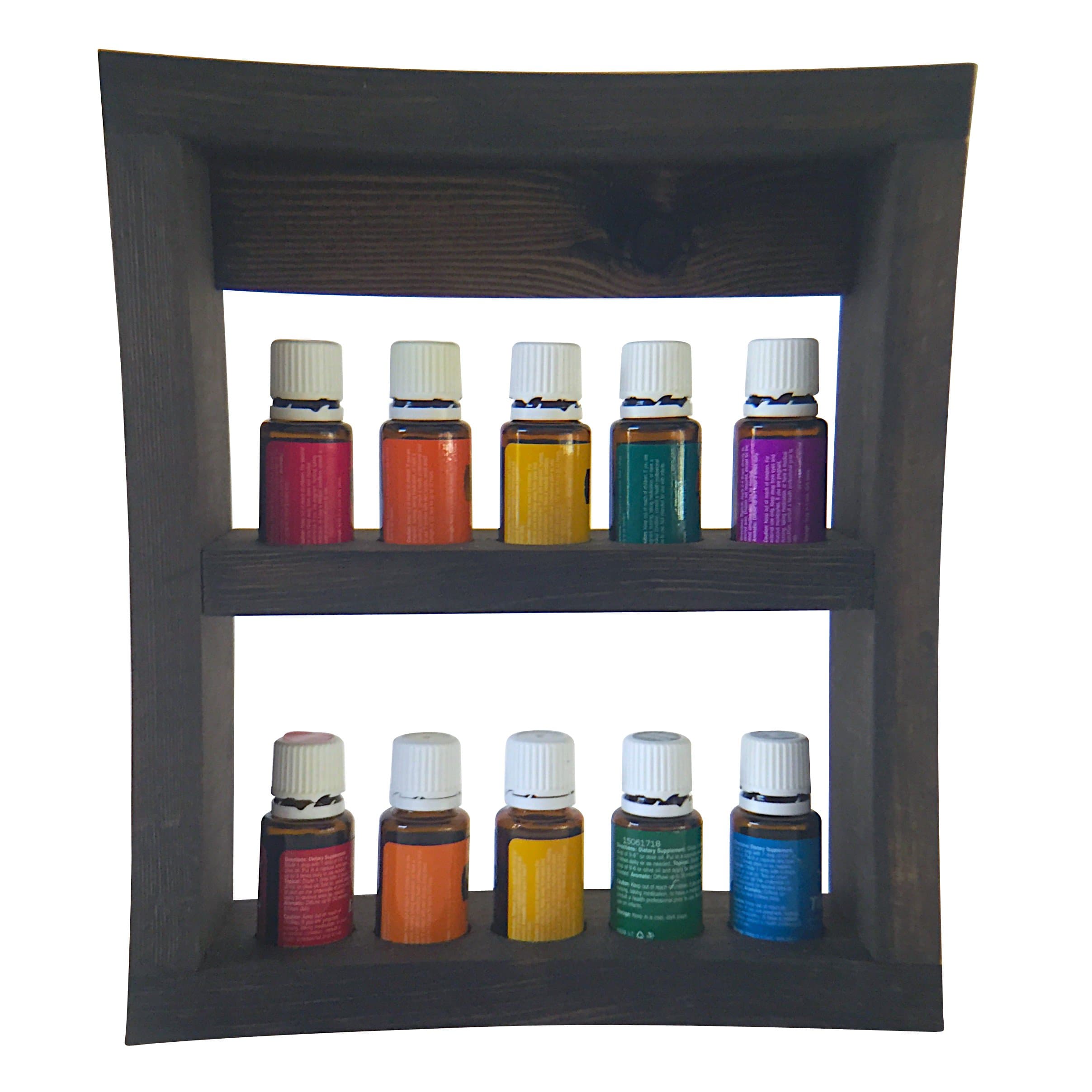 10 Bottle Solid Pine Wooden Essential Oil Display Rack Wall Mounted Shelf