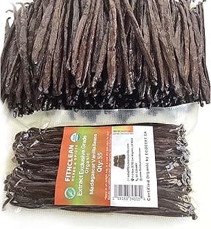 55 Organic Madagascar Vanilla Extract Exclusive Grade B Beans| 4" - 5" by FITNCLEAN VANILLA| Certified USDA Organic. Bulk Dry Whole Bourbon NON-GMO Pods