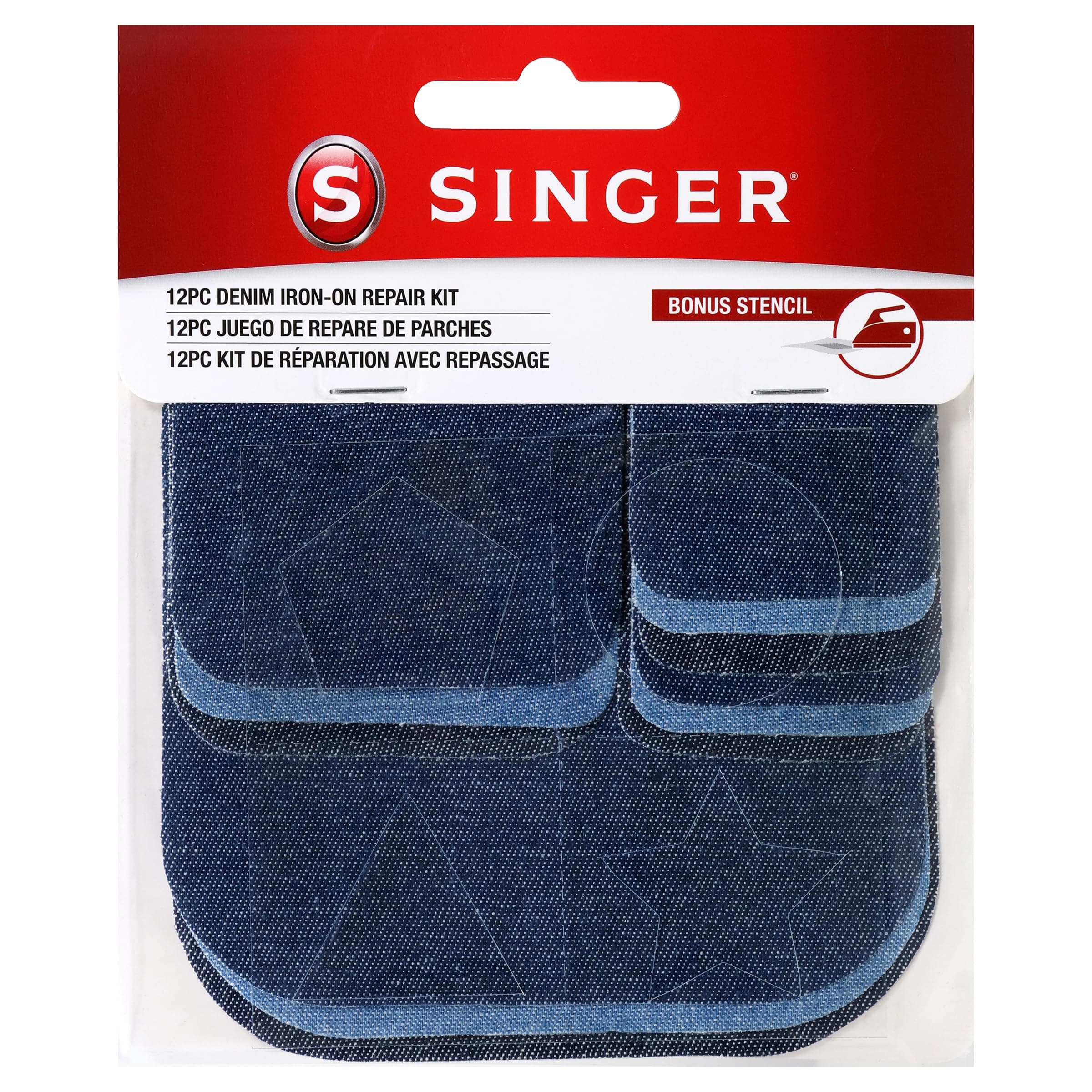 Singer Denim Iron-On Repair Kit, Assorted Sizes, Iron-on Patches for Jeans