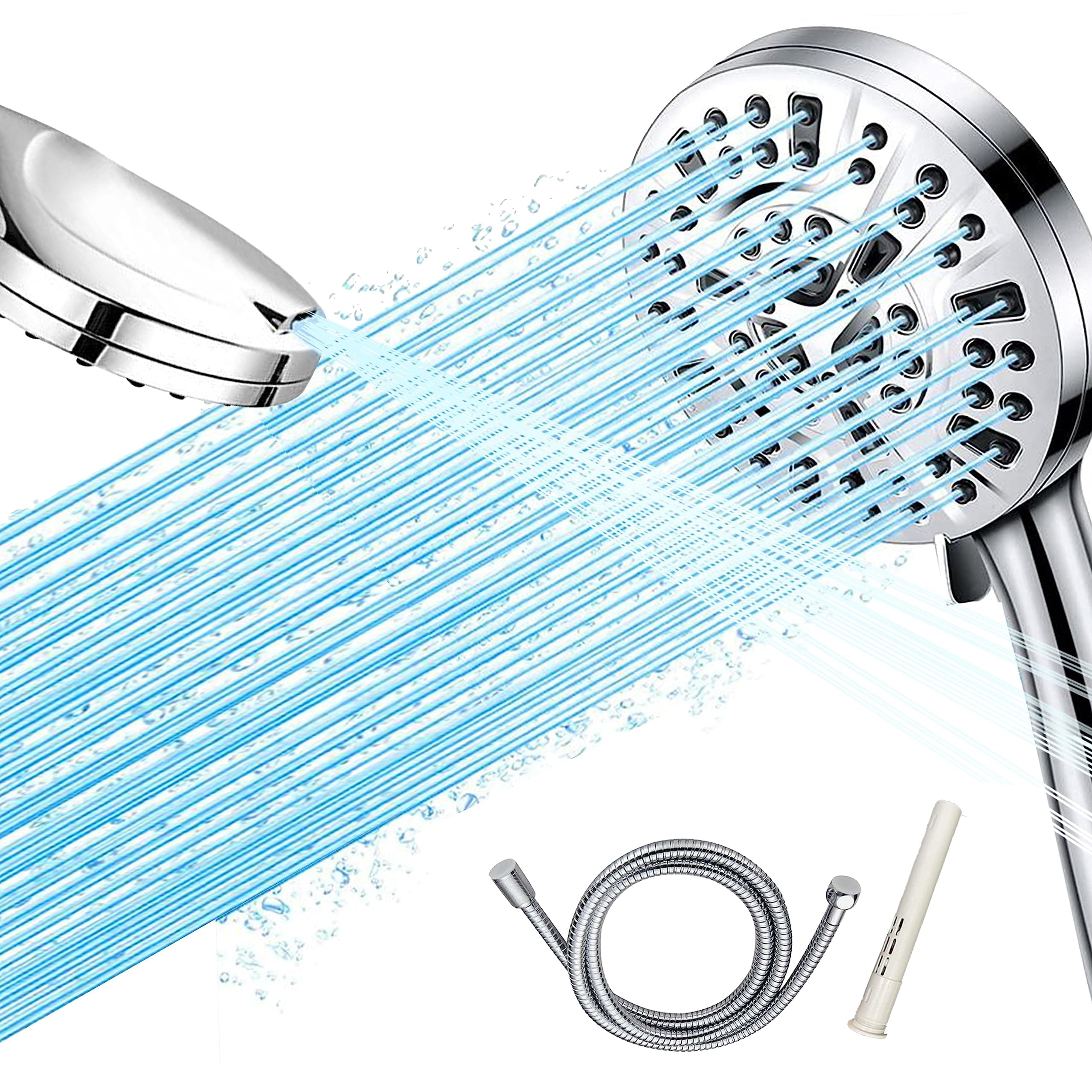 GH1200 Handheld Filter Shower Head High Pressure with10 Modes Quick Installation, Leak- Proof and Clog Resistant Powerful High Pressure Shower Head and Hose