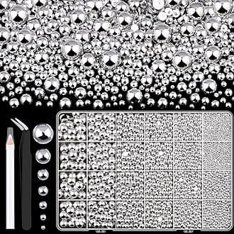 11000Pcs Flatback Pearls for Crafting (Silver), Assorted Size 2/3/4/5/6/8/10mm Non Hotfix Half Pearl, Bedazzling Bead for DIY Crafts Clothing Tumblers Mugs Shoes Fabric Embellishment Nail Art Makeup