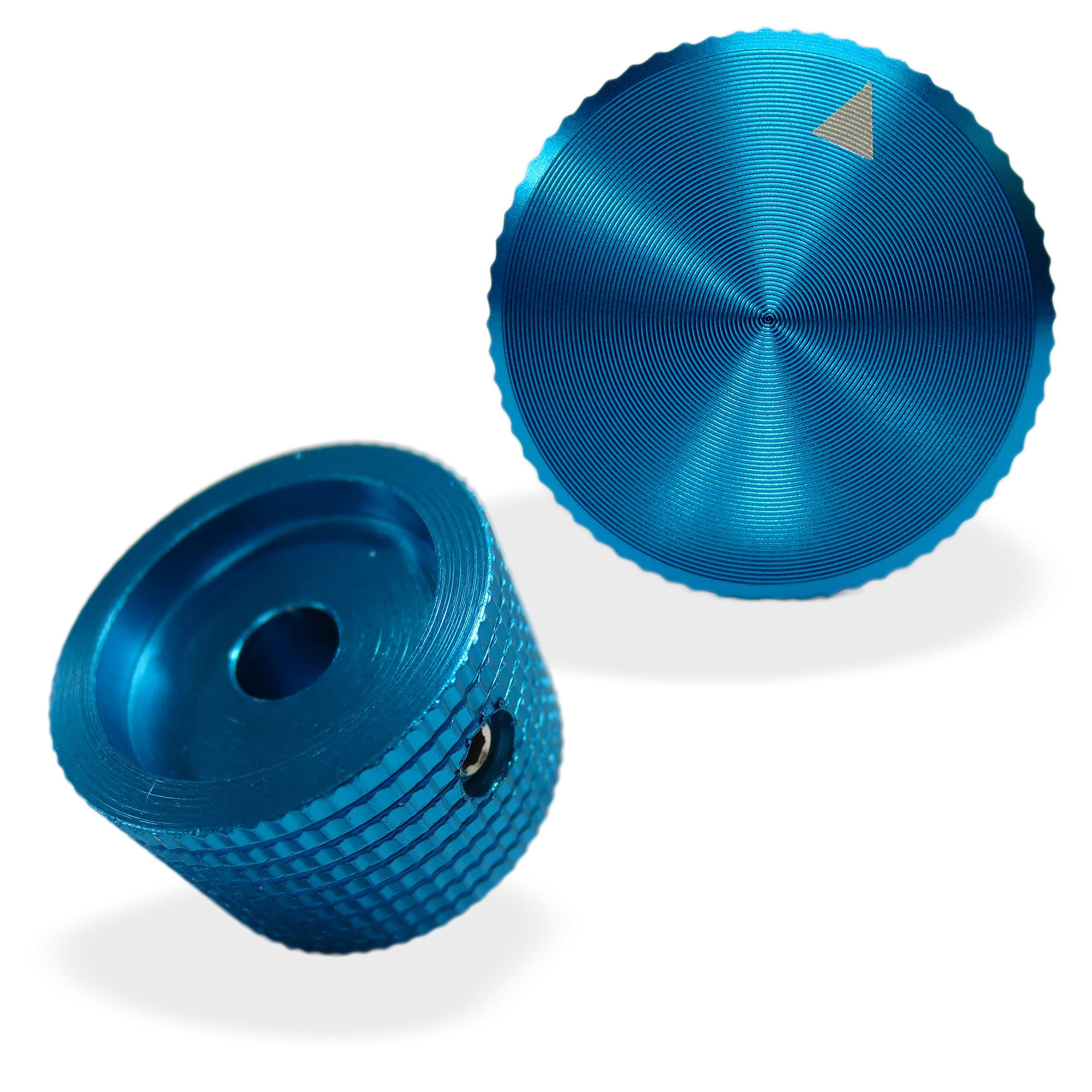 Riverstone Audio - Pair (2 PCS, Blue) Potentiometer Knobs. for 1/4 inch Dia. Shaft - Solid Aluminum, 25mm Dia.x15mm Height, Volume Control Knob - Amplifier, Electric Guitar, Blue, 1/4 inch Shaft
