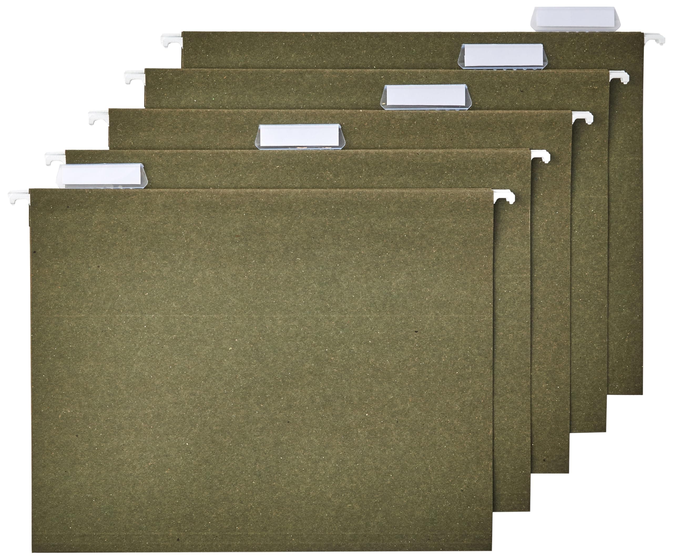 Hanging File Folders for Documents, Letter Size, 1/5-Cut Adjustable Tabs, Standard Green, 75 Count per Box