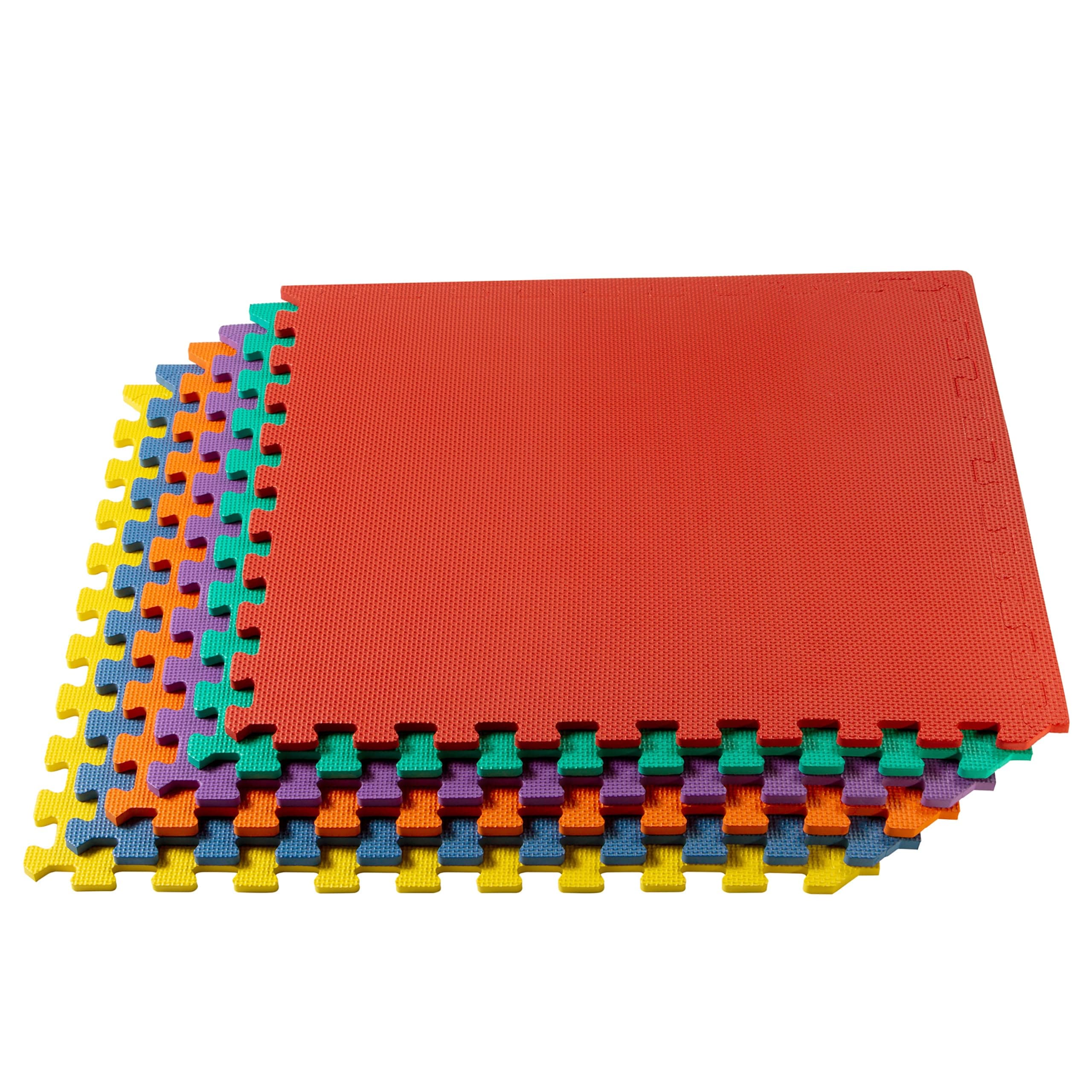 3/8" Thick Multipurpose EVA Foam Exercise Floor Mat, Interlocking Tiles, Anti-Fatigue for Home or Gym