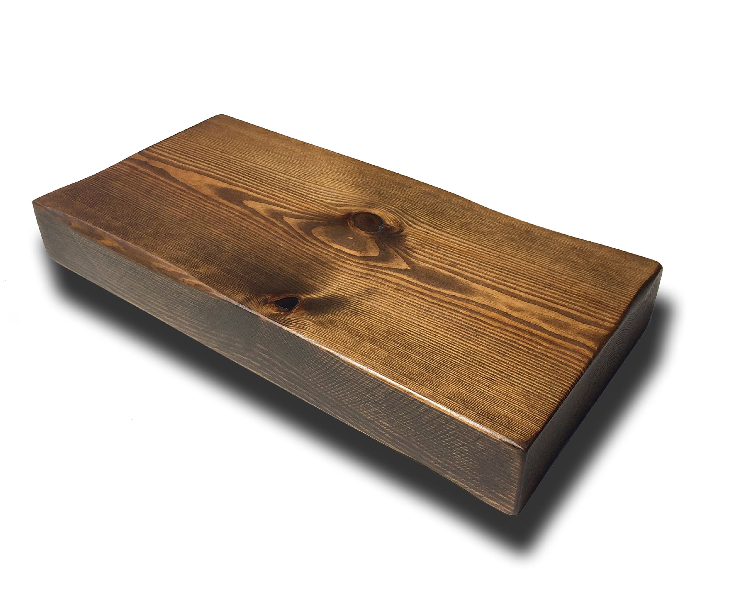 SLIM FLOATING SHELVES RECLAIMED SOLID WOOD RUSTIC WALL SHELF IN DARK OAK FINISH, 6.5 INCH DEPTH X 2 FT LONG- PERFECT FOR LIVING ROOM, KITCHEN, BATHROOM, OFFICE.