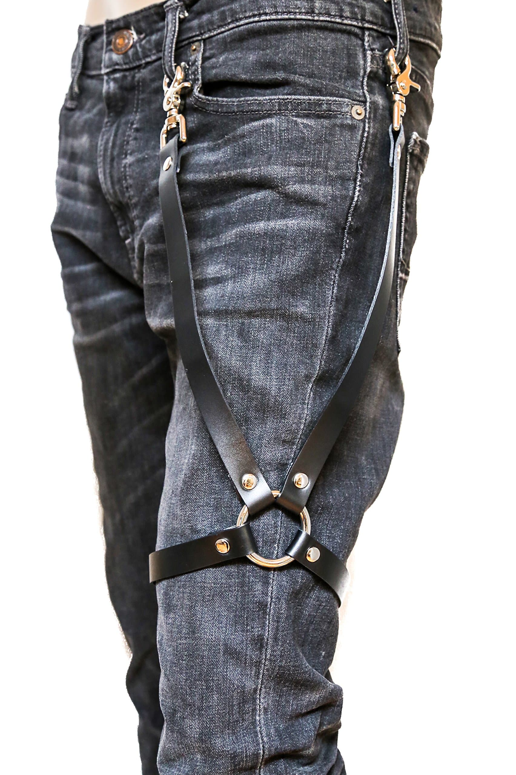 Thigh Harness 3/4" Wide Long Strap Trigger Clasp Genuine Leather