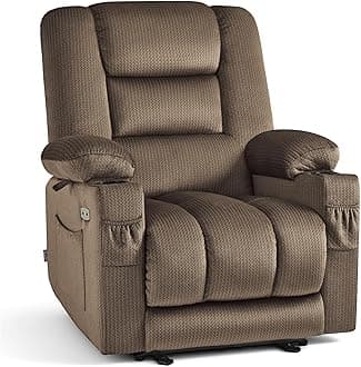MCombo Recliner Chair for Adults, Zero Gravity Recliner with Massage and Heat, USB & Type C Ports, Cup Holders for Living Room 6079 (Dark Brown)