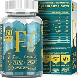 Biotin Gummies -Hair Skin and Nails Vitamins for Men & Women, Vegan Vitamin B7, Supports Hair Growth and Stronger Nails,30 Day Supply - Blueberry-60 Counts