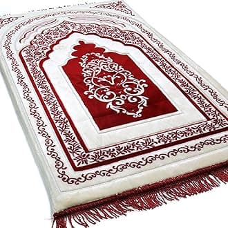 Modefa Foam Padded Prayer Rug | Thick Prayer Mat with Knee Cushion Memory Foam Prayer Mats | One Inch Thick Soft Velvet Islamic Praying Mat Luxury (Rich Red)
