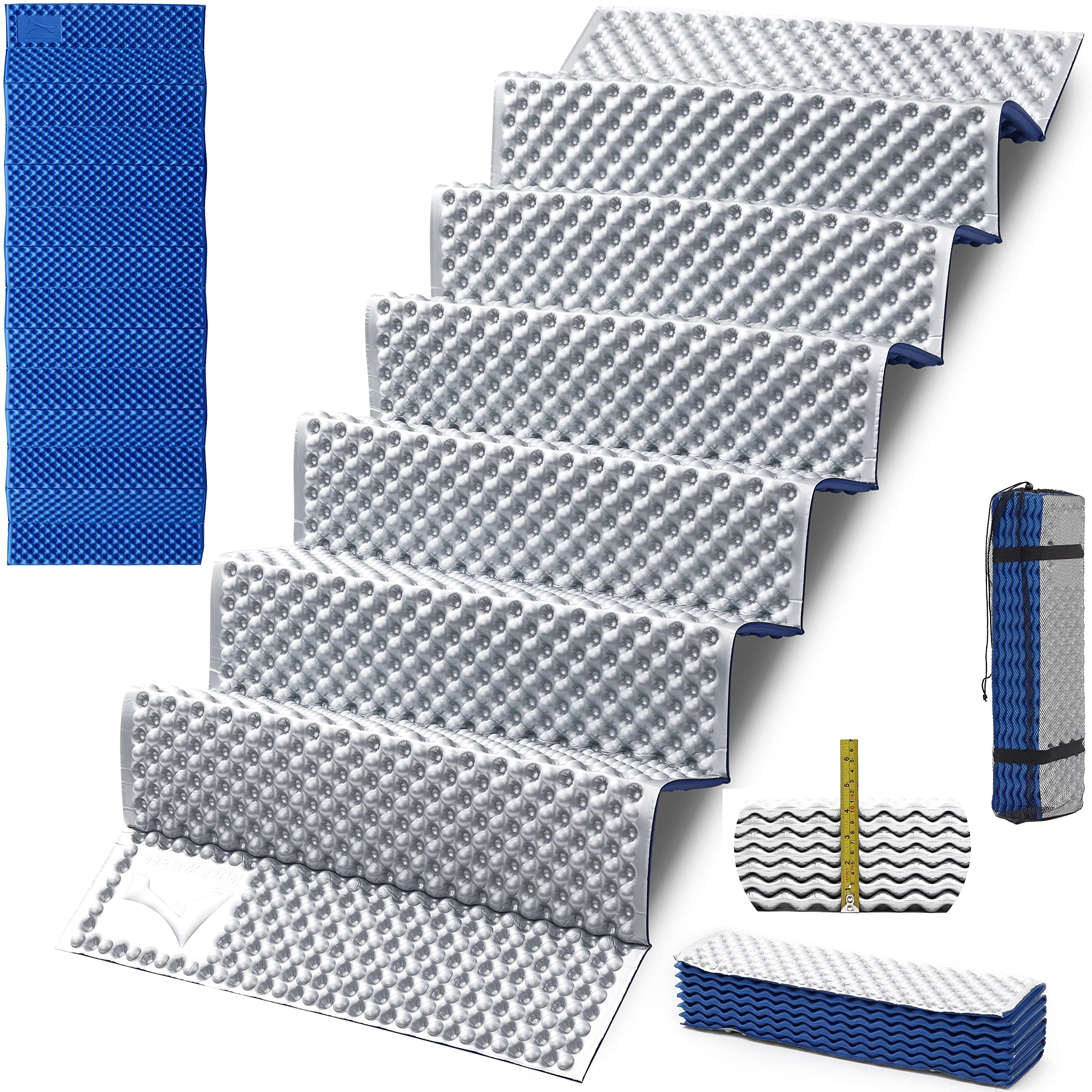 WOLF WALKER Moisture-Proof Foldable Double Closed Cell Foam Sleeping Pad for 2 People Lightweight Sleeping Mat