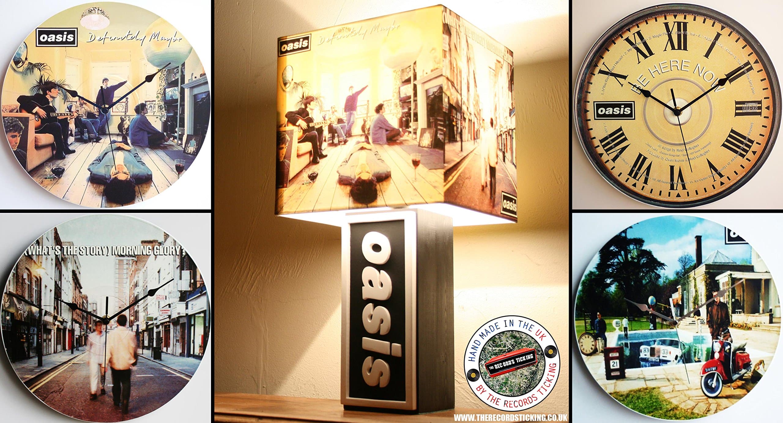 The Oasis Collection 12" LP Vinyl Record Wall Clock - Definitely Maybe, Whats the Story, Be Here Now etc (Definitely Maybe)