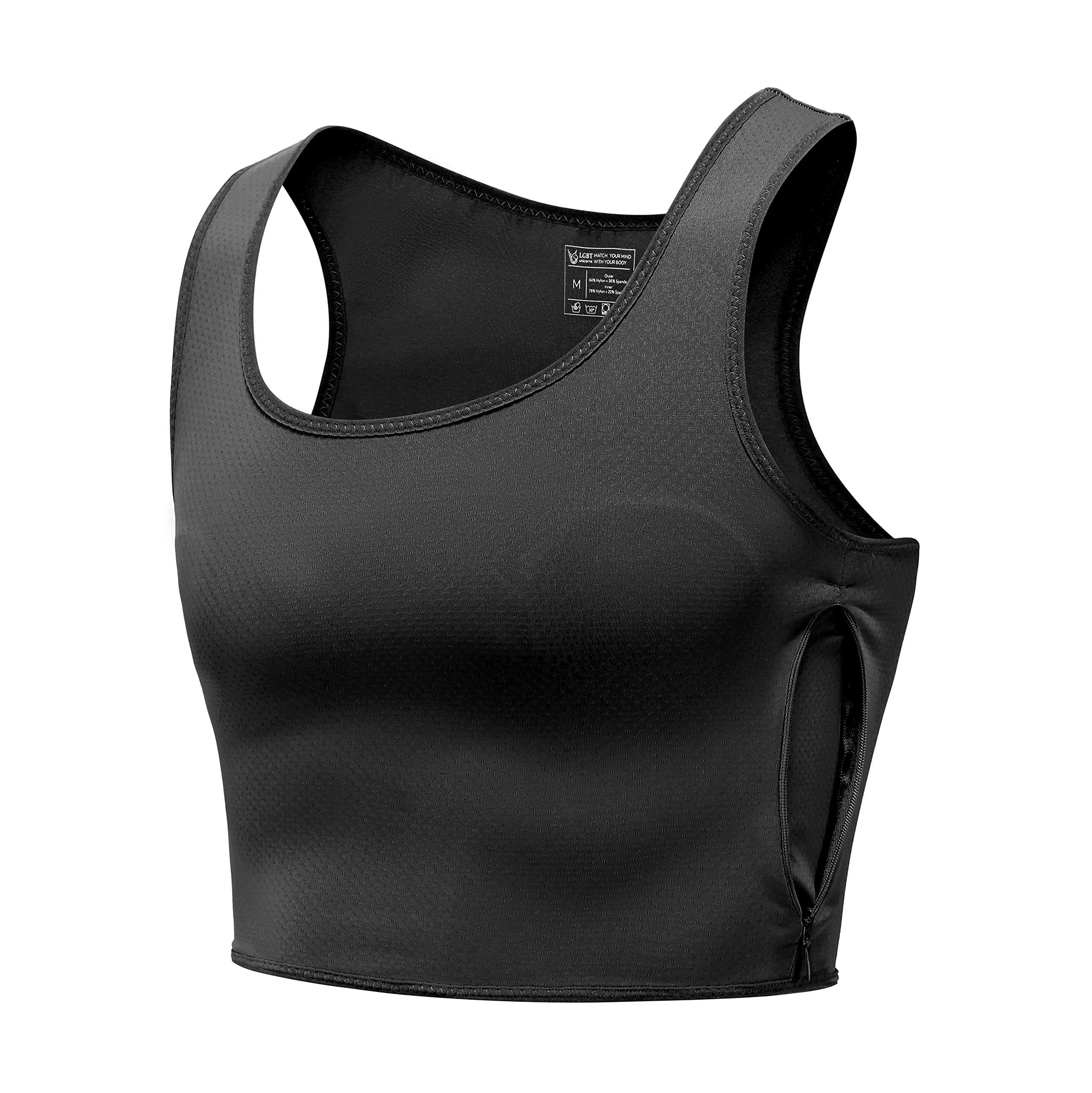 LGBT UNICORNS Chest Binder Trans FTM, Adjustable Bindfree Sizing Design, Skin-Friendly & Breathable, Nipple Covers Built-in