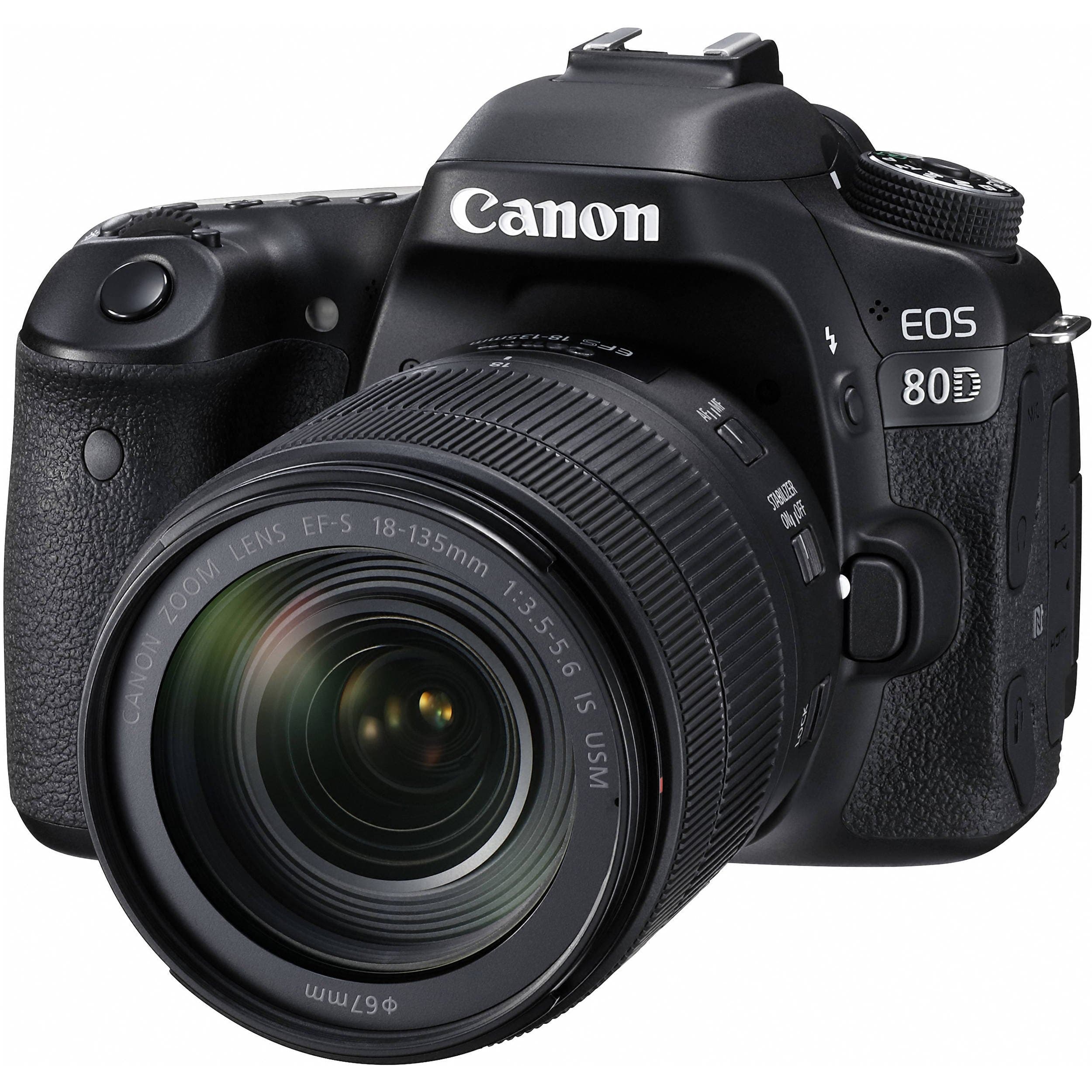 Digital SLR Camera Body [EOS 80D] and EF-S 18-135mm f/3.5-5.6 Image Stabilization USM Lens with 24.2 Megapixel (APS-C) CMOS Sensor and Dual Pixel CMOS AF (Black)