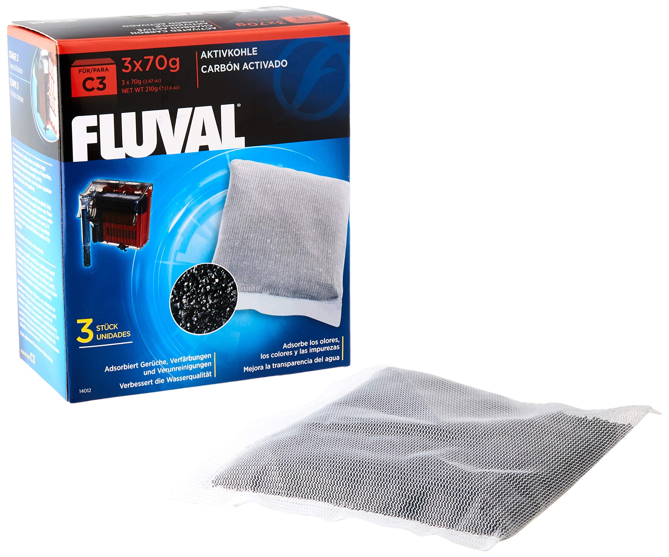 Fluval C3 Carbon - 3-Pack, Black: Aquarium Filter Media - Activated Carbon - Removes Impurities and Odor